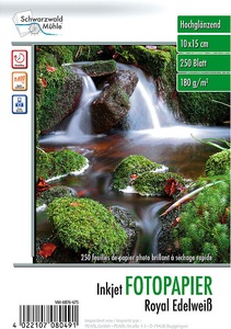 Schwarzwald Mühle, Schwarzwald Mühle 250 Bl. Hochglanz-Fotopapier "Edelweiss" 180g/m²10x15, 250 Bl. Hochglanz-Fotopapier 
