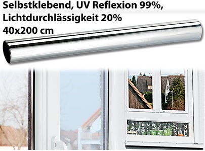 Infactory, infactory Isolier-Spiegelfolie, Sicht-/UV-Schutz (99 %), selbstklebend, 40x200cm, Isolier-Spiegelfolie, Sicht-/UV-Schutz (99 %), selbstklebend, 40x200cm