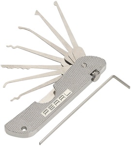 Pearl, Pearl Lockpicking-Werkzeug mit 7 Dietrichen & Spanner, Edelstahl, Lockpicking-Werkzeug mit 7 Dietrichen & Spanner, Edelstahl