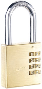 AGT, AGT Vorhänge-Schloss aus Messing mit 4-stelligem Zahlen-Code, 50 mm, Vorhänge-Schloss aus Messing mit 4-stelligem Zahlen-Code, 50 mm