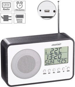 Auvisio, auvisio Design-UKW-Radiowecker, digitale Frequenzwahl, Netzteil, USB-Ladeport, Design-UKW-Radiowecker, digitale Frequenzwahl, Netzteil, USB-Ladeport