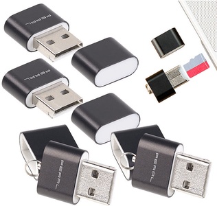 Pearl, Pearl 4er Pack Mini-Cardreader für microSD(HC/XC)-Karten bis 128 GB & USB, 4er Pack Mini-Cardreader für microSD(HC/XC)-Karten bis 128 GB & USB