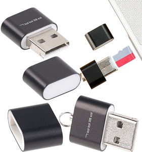 Pearl, Pearl 2er-Set Mini-Cardreader für microSD(HC/XC)-Karten bis 128 GB & USB, 2er-Set Mini-Cardreader für microSD(HC/XC)-Karten bis 128 GB & USB