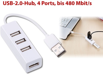 Xystec, Xystec Superkompakter USB-2.0-Hub mit 4 Ports, bis 480 Mbit/s, Superkompakter USB-2.0-Hub mit 4 Ports, bis 480 Mbit/s