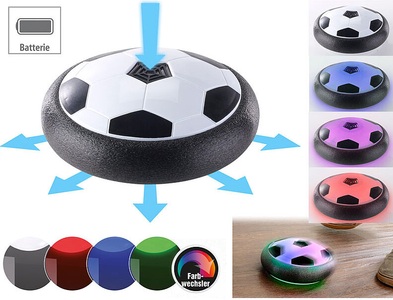 Playtastic, Playtastic Schwebender Luftkissen-Indoor-Fussball mit Möbelschutz und Farb-LEDs, Schwebender Luftkissen-Indoor-Fussball mit Möbelschutz und Farb-LEDs