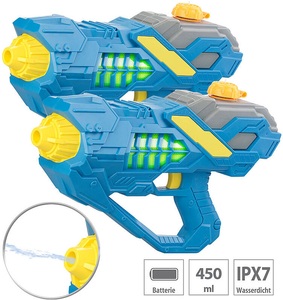 Speeron, Speeron 2er-Set Batteriebetriebene Wasser-Spritzpistolen, LED-Licht, 450 ml, 2er-Set Batteriebetriebene Wasser-Spritzpistolen, LED-Licht, 450 ml