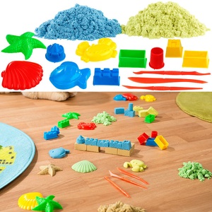 Playtastic, Playtastic Kinetischer Sand in 2 Farben, je 300 g, mit Sand-Formen und Werkzeugen, 2er-Set kinetischer Sand, je 300 g, bunt, mit Sand-Formen und Werkzeug