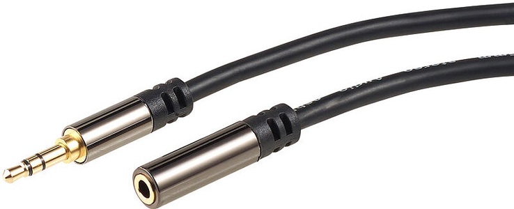 Auvisio, auvisio 3,5-mm-Klinken-Verlängerungskabel, Stereo, 1 m, vergoldet, 3,5-mm-Klinken-Verlängerungskabel, Stereo, 1 m, vergoldet
