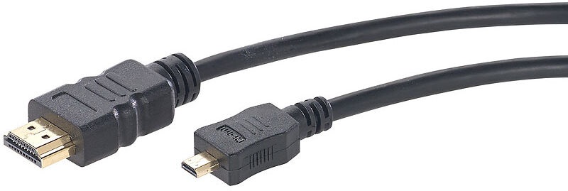 Auvisio, auvisio High-Speed-Adapterkabel Micro-HDMI auf HDMI, für 4K, 3D & Full HD, 2 m, High-Speed-Adapterkabel Micro-HDMI auf HDMI, für 4K, 3D & Full HD, 2 m