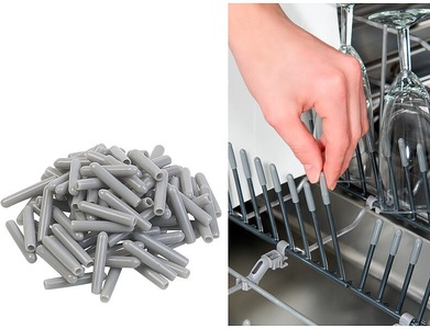 Sichler Haushaltsgeräte, Sichler Haushaltsgeräte 100er-Pack Universal-Schutzkappen für Spülmaschinen-Körbe, grau, 100er-Pack Universal-Schutzkappen für Spülmaschinen-Körbe, grau