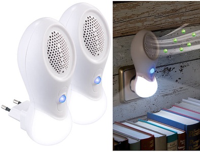 newgen medicals, newgen medicals 2er-Set 2in1-Steckdosen-Ionisator-Luftreiniger & LED-Nachtlicht, 3 W, 2er-Set 2in1-Steckdosen-Ionisator-Luftreiniger & LED-Nachtlicht, 3 W