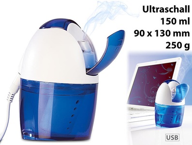 Infactory, infactory Mini-USB-Luftbefeuchter mit Ultraschall und LED-Beleuchtung, 150 ml, Mini-USB-Luftbefeuchter mit Ultraschall und LED-Beleuchtung, 150 ml