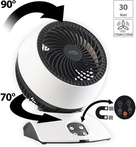 Sichler Haushaltsgeräte, Sichler Haushaltsgeräte 3D-Raumventilator & Luftzirkulator, mit Oszillation, 30 Watt, Ø 17 cm, 3D-Raumventilator & Luftzirkulator, mit Oszillation, 30 Watt, Ø 17 cm