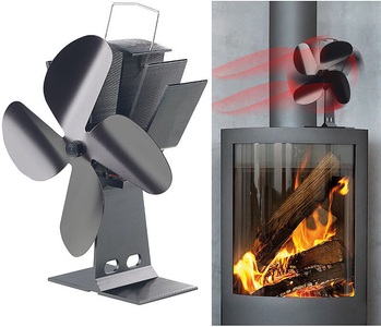 Carlo Milano, Carlo Milano Stromloser Kaminofen-Ventilator mit 4 Lüfter-Blättern, für 65 - 345 °C, Stromloser Kaminofen-Ventilator mit 4 Lüfter-Blättern, für 65 - 345 °C