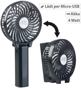 Pearl, Pearl Zusammenklappbarer 2in1-Akku-Hand- & Tisch-Ventilator, USB, 4 Watt, Zusammenklappbarer 2in1-Akku-Hand- & Tisch-Ventilator, USB, 4 Watt