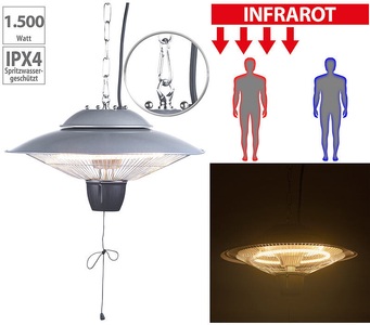 Semptec Urban Survival Technology, Semptec Urban Survival Technology Infrarot-Decken-Heizstrahler, 1.500 Watt, spritzwassergeschützt (IPX4), Infrarot-Decken-Heizstrahler, 1.500 Watt, spritzwassergeschützt (IPX4)