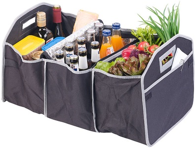 Lescars, Lescars 2in1-Kofferraum-Organizer mit 3 Fächern und Kühltasche, faltbar, 2in1-Kofferraum-Organizer mit 3 Fächern und Kühltasche, faltbar