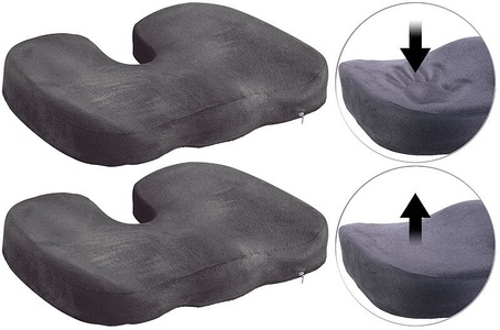 Lescars, Lescars 2er-Set Memory-Foam-Sitzkissen für bequemes Sitzen im Auto, Büro & Co., 2er-Set Memory-Foam-Sitzkissen für bequemes Sitzen im Auto, Büro & Co.