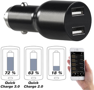 Lescars, Lescars Kfz-Fahrtenbuch-Adapter & USB-Ladegerät, Bluetooth, App, Quick Charge, Kfz-Fahrtenbuch-Adapter & USB-Ladegerät, Bluetooth, App, Quick Charge