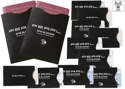 Pearl, Pearl RFID-Schutzhüllen im 12er-Set für Reisepass, Personalausweis, EC-Karte