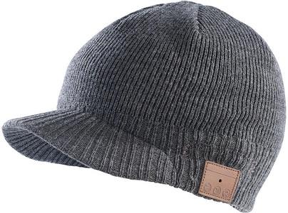 Callstel, Callstel Beanie-Schildmütze inkl. integriertem Headset mit Bluetooth, grau, Beanie-Schildmütze inkl. integriertem Headset mit Bluetooth, grau
