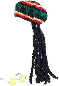 Infactory, infactory Jamaika-Mütze mit Dreadlocks & gelber Brille, Jamaika-Mütze mit Dreadlocks & gelber Brille