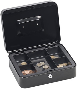 Xcase, Xcase Stahl-Geldkassette, Münzeinsatz mit 5 Fächern, Schloss, 2 Schlüssel, Stahl-Geldkassette, Münzeinsatz mit 5 Fächern, Schloss, 2 Schlüssel