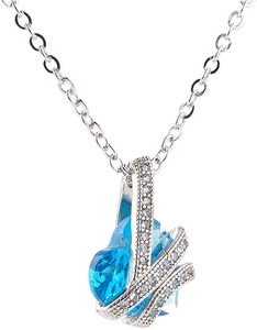 St. Leonhard, St. Leonhard Halskette mit blauem Zirkonia-Herzanhänger und Schmucksteinen, 45 cm, Halskette mit blauem Zirkonia-Herzanhänger und Schmucksteinen, 45 cm
