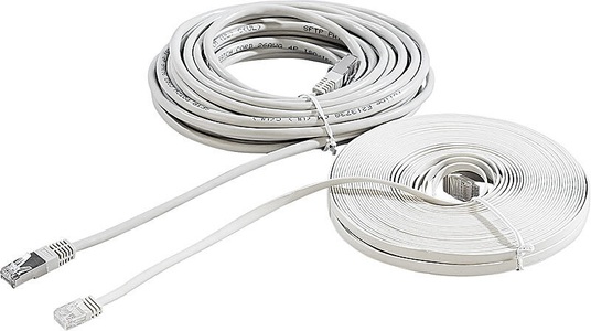 Fibrionic Network Solutions, Fibrionic Network Solutions Netzwerk-Kabel Cat5e flach, weiss, 20m, Netzwerk-Kabel Cat5e flach, weiß, 20m