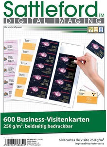 Sattleford, Sattleford 600 Business-Visitenkarten 86 x 54 mm, beidseitig bedruckbar, 250 g/m², 600 Business-Visitenkarten 86 x 54 mm, beidseitig bedruckbar, 250 g/m²