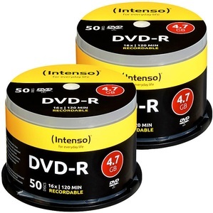 Intenso, Intenso 2er-Set DVD-R 4.7GB 16x mit je 50 Rohlingen, 2er-Set DVD-R 4.7GB 16x mit je 50 Rohlingen