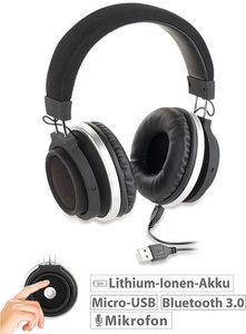 Auvisio, auvisio Over-Ear-Headset mit Bluetooth 3.0, Auto-Connect und Touch-Steuerung, Over-Ear-Headset mit Bluetooth 3.0, Auto-Connect und Touch-Steuerung