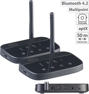 Auvisio, auvisio 2er-Set 2in1-Audio-Sender & -Empfänger, Bluetooth 4.2, aptX, 2er-Set 2in1-Audio-Sender & -Empfänger, Bluetooth 4.2, aptX