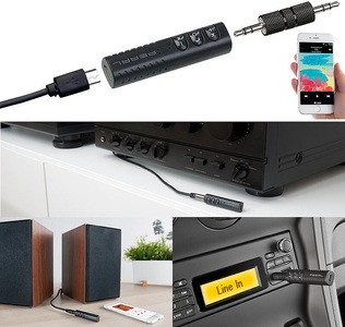 Auvisio, auvisio Audioadapter für HiFi-Anlage/Kopfhörer, Freisprech-Funktion, Bluetooth, Audioadapter für HiFi-Anlage/Kopfhörer, Freisprech-Funktion, Bluetooth