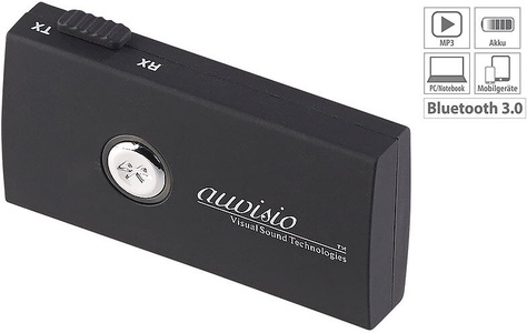 Auvisio, auvisio 2in1-Audio-Sender und -Empfänger mit Bluetooth 3.0, 10 m Reichweite, 2in1-Audio-Sender und -Empfänger mit Bluetooth 3.0, 10 m Reichweite