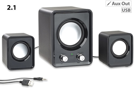 Auvisio, auvisio 2.1-Lautsprecher-System mit Subwoofer und USB-Stromversorgung, 20 Watt, 2.1-Lautsprecher-System mit Subwoofer und USB-Stromversorgung, 20 Watt