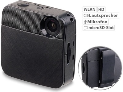 Somikon, Somikon Mini-HD-Body-Cam mit WLAN & Livestream-Funktion für YouTube & Facebook, Mini-HD-Body-Cam mit WLAN & Livestream-Funktion für YouTube & Facebook