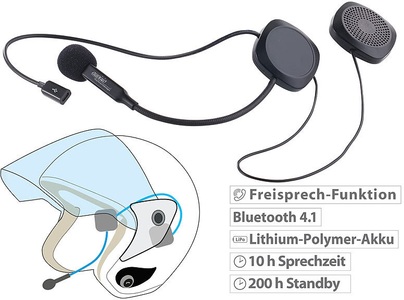 Auvisio, auvisio Stereo-Headset mit Bluetooth 4.1 & Freisprecher für Motorradhelme, Stereo-Headset mit Bluetooth 4.1 & Freisprecher für Motorradhelme