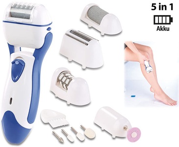 Sichler Beauty, Sichler Beauty 5in1-Akku-Hornhautentferner mit Epilierer, Rasierer, Trimmer, Maniküre, 5in1-Akku-Hornhautentferner mit Epilierer, Rasierer, Trimmer, Maniküre