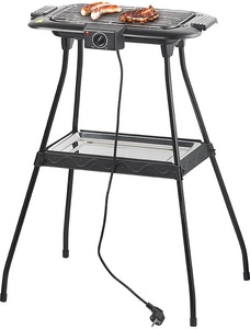 Rosenstein & Söhne, Rosenstein & Söhne Elektrischer 2in1-Stand- und Tischgrill mit Ablage-Tablett, 2.000 Watt, Elektrischer 2in1-Stand- und Tischgrill mit Ablage-Tablett, 2.000 Watt