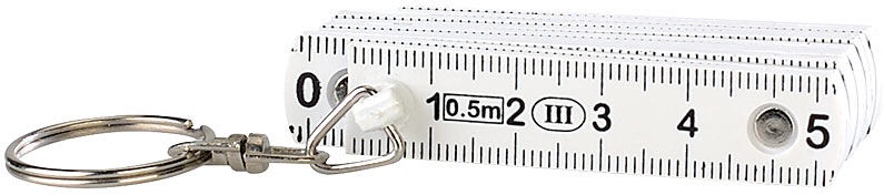 Pearl, Pearl Zollstock am Schlüsselanhänger, 0,5-Meter-Gliedermassstab, weiss, Zollstock am Schlüsselanhänger, 0,5-Meter-Gliedermassstab, weiss