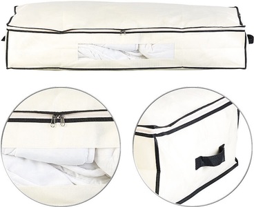 Infactory, infactory Unterbettkommode mit Sichtfenster & Handgriffen, 100x48x18 cm, beige, Unterbettkommode mit Sichtfenster & Handgriffen, 100x48x18 cm, beige