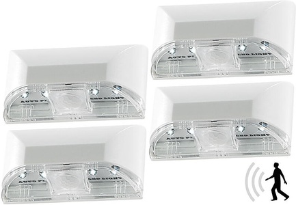 Lunartec, Lunartec Automatische LED-Türbeleuchtung mit PIR-Sensor im 4er-Set, Automatische LED-Türbeleuchtung mit PIR-Sensor im 4er-Set