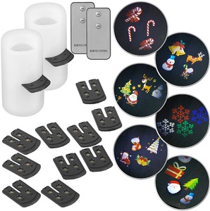 Lunartec, Lunartec 2er-Set LED-Projektions-Kerze, 24 weihnachtliche Motive, Fernbedienung, 2er-Set LED-Projektions-Kerze, 24 weihnachtliche Motive, Fernbedienung