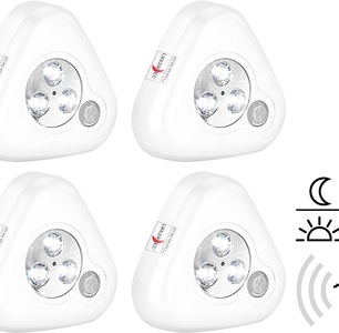 Lunartec, Lunartec Nachtlicht mit 3 LEDs & Licht-/PIR-Sensor, 4er-Set, Nachtlicht mit 3 LEDs & Licht-/PIR-Sensor, 4er-Set