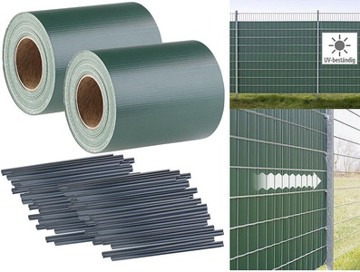 Royal Gardineer, Royal Gardineer 2er-Set Sichtschutzfolie für Stabmattenzaun, 56 Klemmen, 35 m x 19 cm, 2er-Set Sichtschutzfolie für Stabmattenzaun, 56 Klemmen, 35 m x 19 cm