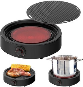 Rosenstein & Söhne, Rosenstein & Söhne 2in1-Glaskeramik-Kochplatte & rauchfreier Infrarot-Tischgrill, 2.000 W, 2in1-Glaskeramik-Kochplatte & rauchfreier Infrarot-Tischgrill, 2.000 W