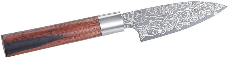TokioKitchenWare, TokioKitchenWare Handgefertigtes Marken-Damast-Kochmesser mit 12-cm-Klinge, Handgefertigtes Marken-Damast-Kochmesser mit 12-cm-Klinge