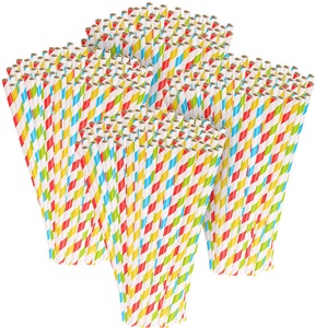 Pearl, Pearl 400 Retro Papier-Trinkhalme in 4 Farben, gestreift, lebensmittelecht, 400 Retro Papier-Trinkhalme in 4 Farben, gestreift, lebensmittelecht