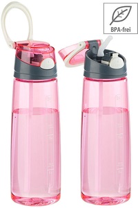 Pearl, Pearl 2er-Set BPA-freie Kunststoff-Trinkflaschen mit Einhand-Verschluss, 2er-Set BPA-freie Kunststoff-Trinkflaschen mit Einhand-Verschluss